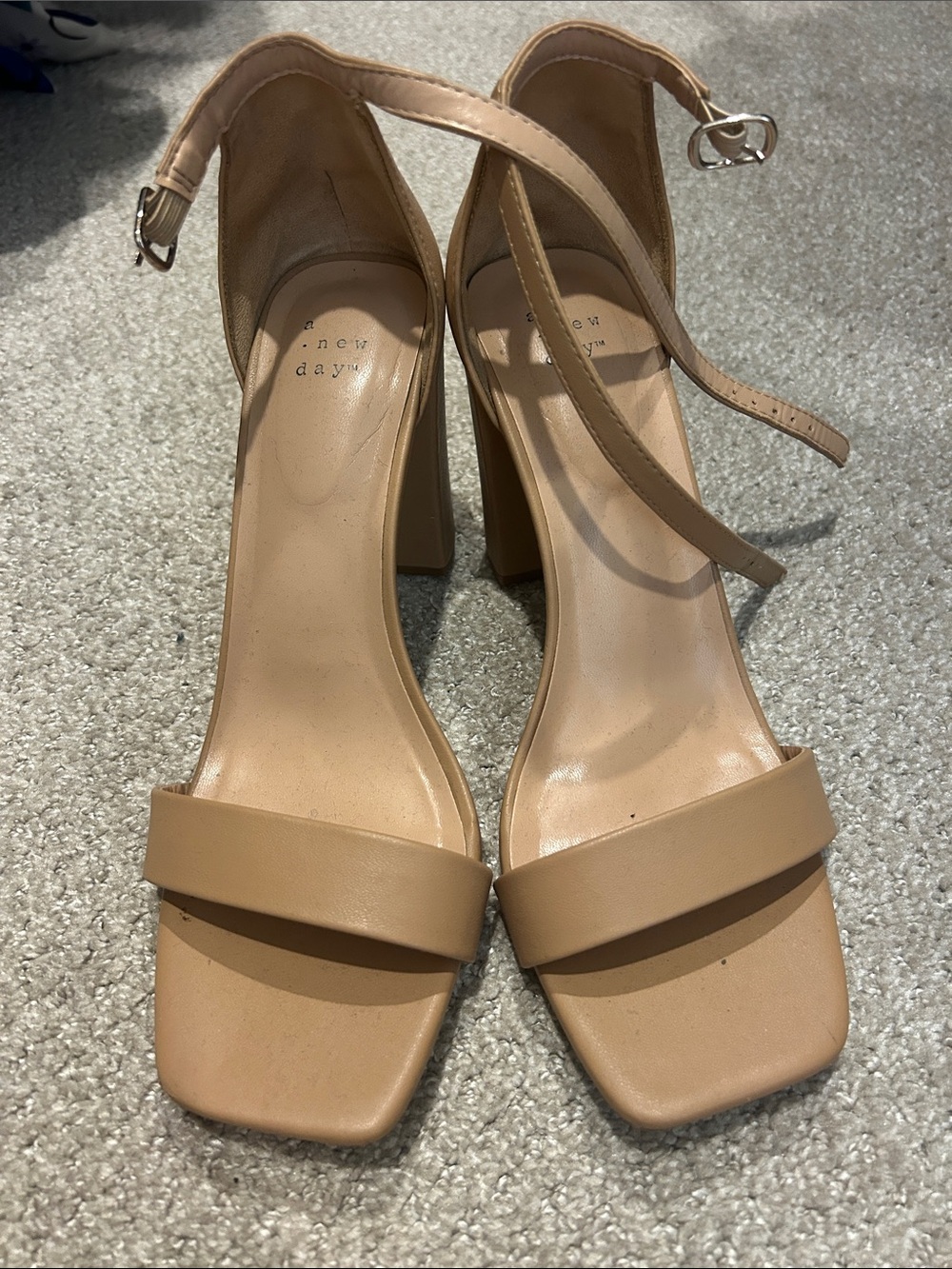 a new day Tan Block Heel Sandals with Ankle Strap